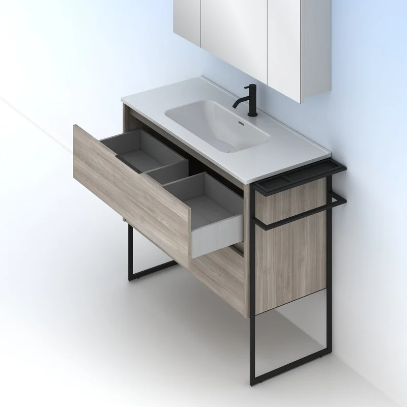 Mueble lavabo KEIKO. Opción Blanco, Gris y Fumé