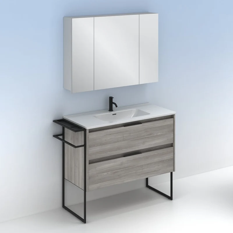 Mueble lavabo KEIKO. Opción Blanco, Gris y Fumé
