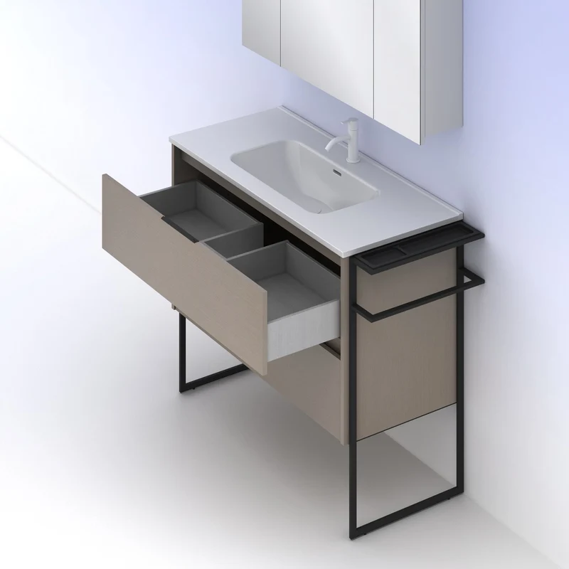Mueble lavabo KEIKO. Opción Blanco, Gris y Fumé