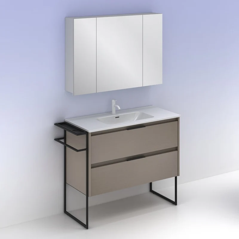 Mueble lavabo KEIKO. Opción Blanco, Gris y Fumé