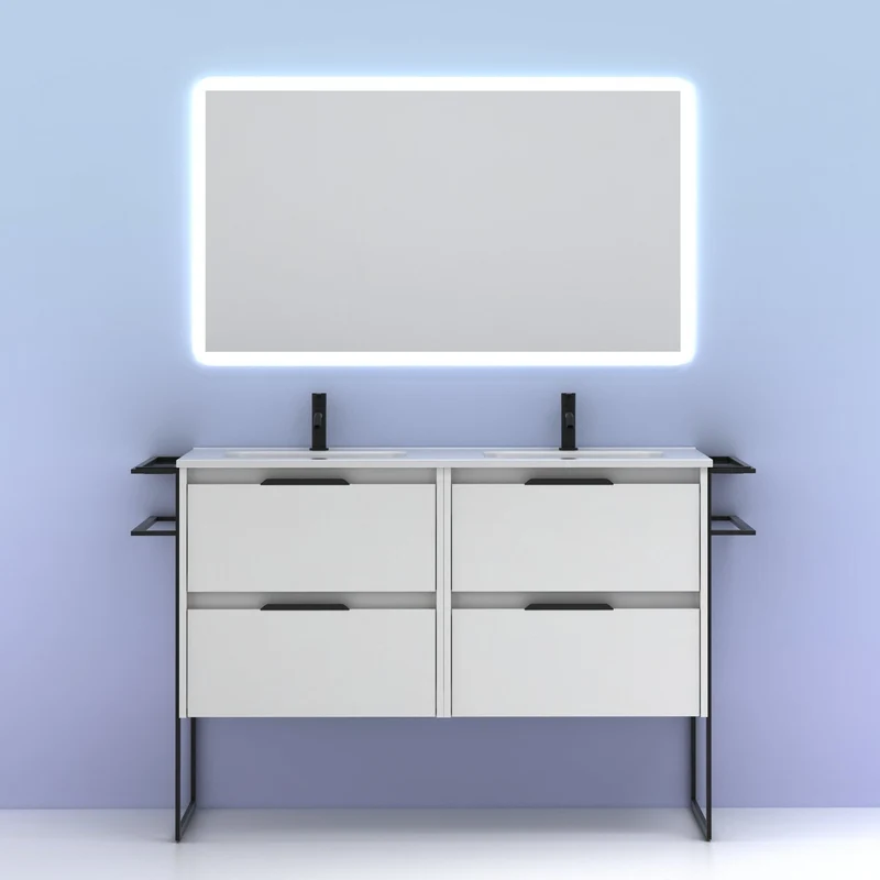 Mueble lavabo KEIKO. Opción Blanco, Gris y Fumé