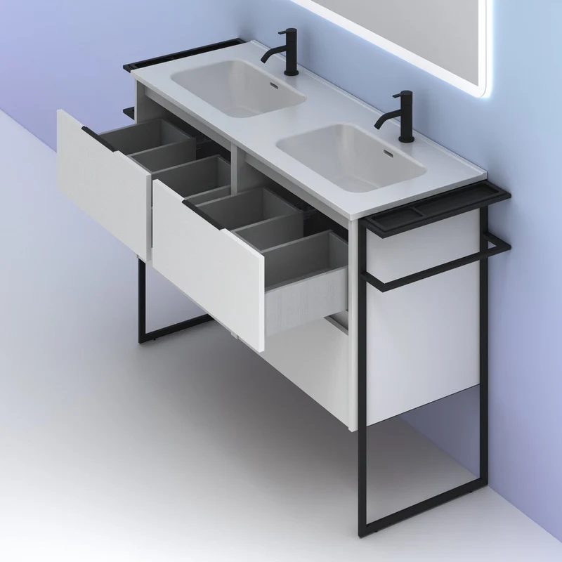 Mueble lavabo KEIKO. Opción Blanco, Gris y Fumé
