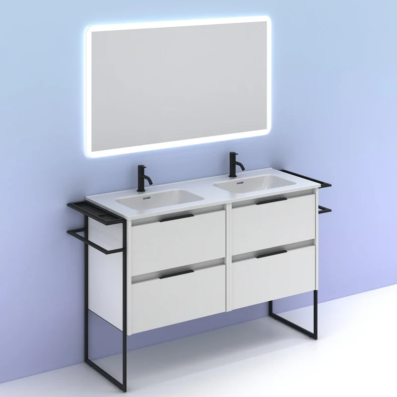 Mueble lavabo KEIKO. Opción Blanco, Gris y Fumé