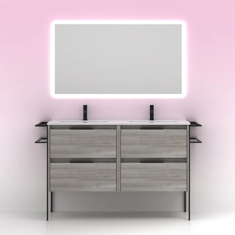 Mueble lavabo KEIKO. Opción Blanco, Gris y Fumé