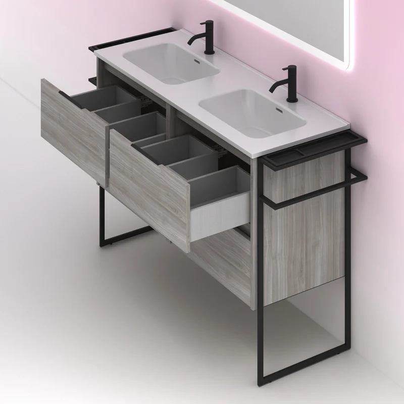 Mueble lavabo KEIKO. Opción Blanco, Gris y Fumé
