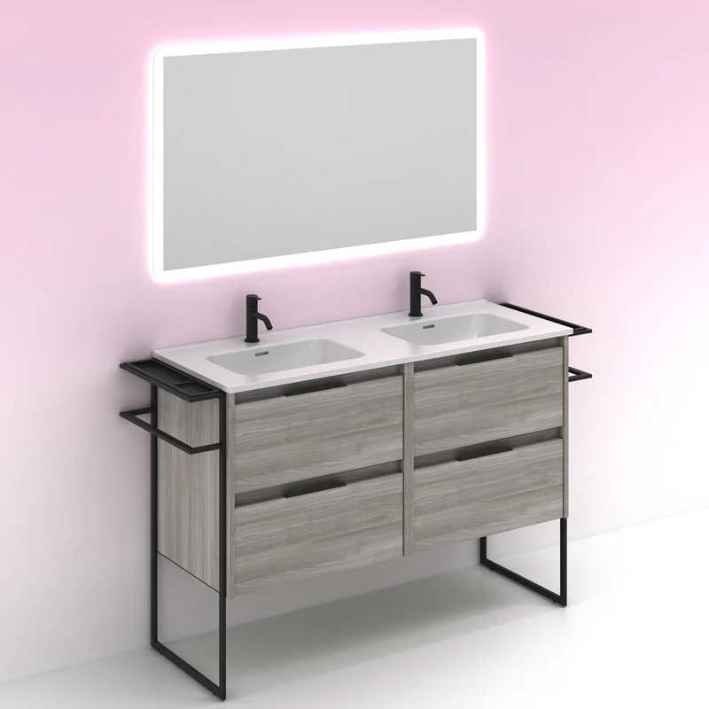 Mueble lavabo KEIKO. Opción Blanco, Gris y Fumé