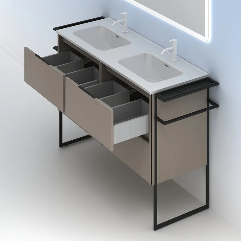 Mueble lavabo KEIKO. Opción Blanco, Gris y Fumé