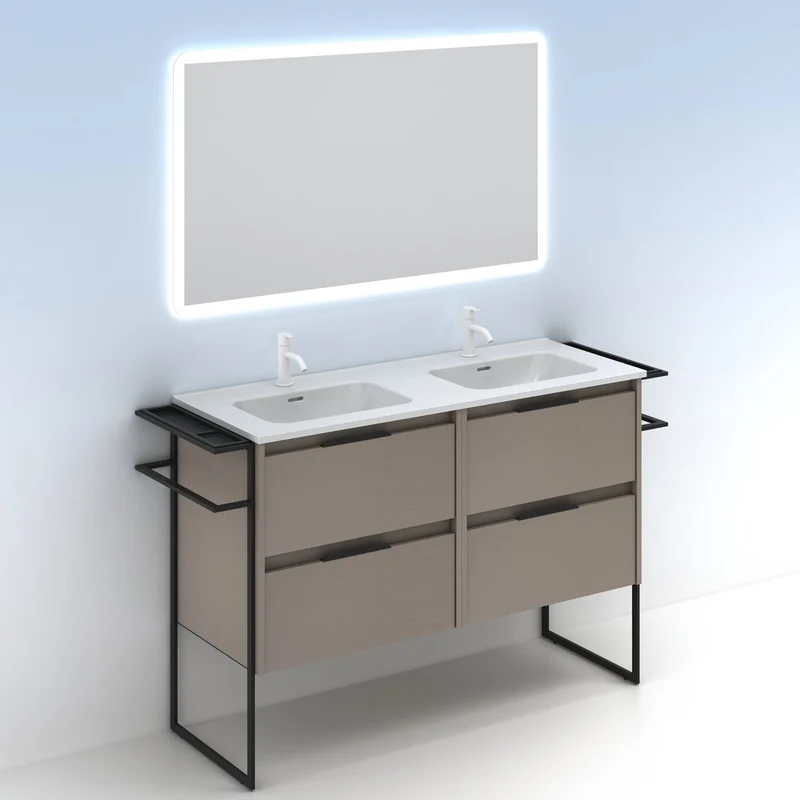 Mueble lavabo KEIKO. Opción Blanco, Gris y Fumé