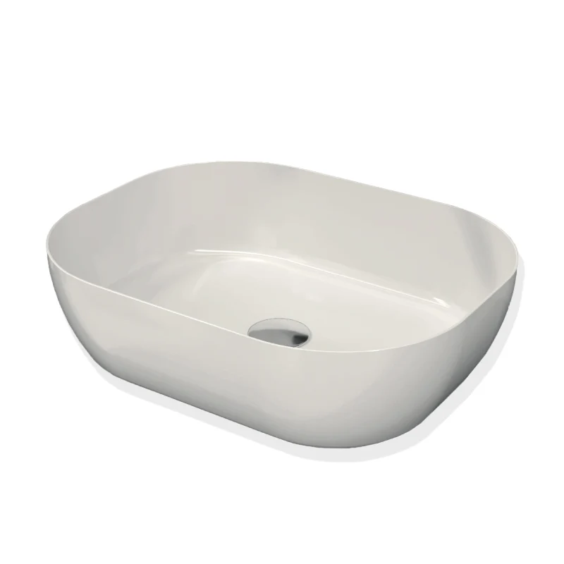 Lavabo blanco brillante sobre encimera cerámico IZAMAL