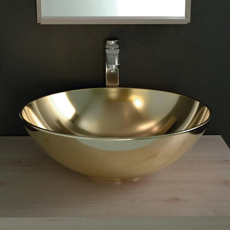Lavabo dorado brillante sobre encimera cerámico TULUM Ø40 CM
