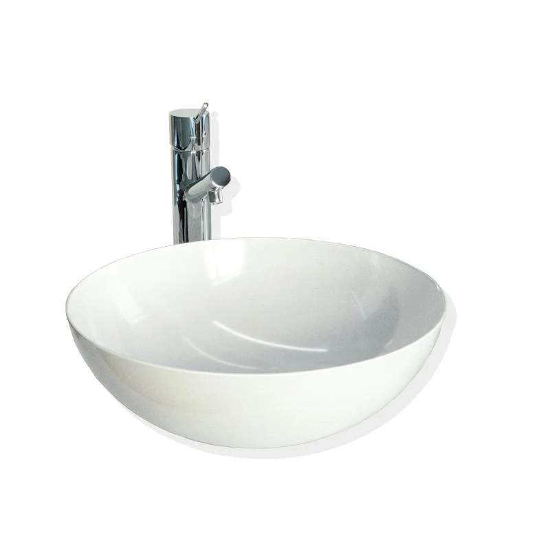 Lavabo blanco brillante sobre encimera cerámico TULUM Ø40 CM