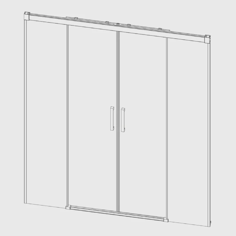 Mampara de ducha frontal 2 Fijos + 2 Puertas Correderas GLASÉ