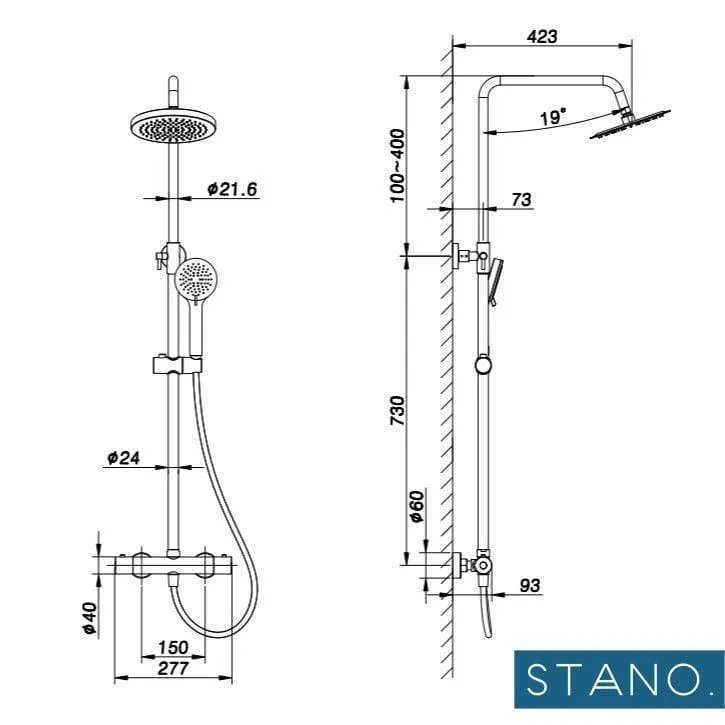 Columna de ducha termostática PONTI cromada