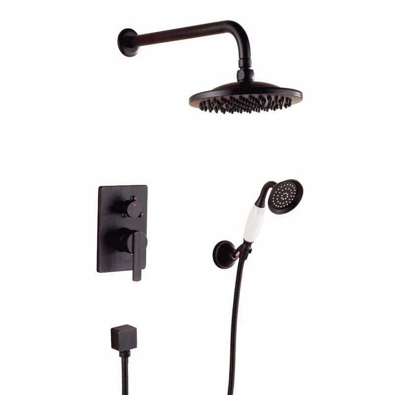 Conjunto de ducha empotrada monomando a pared FLORINA negra