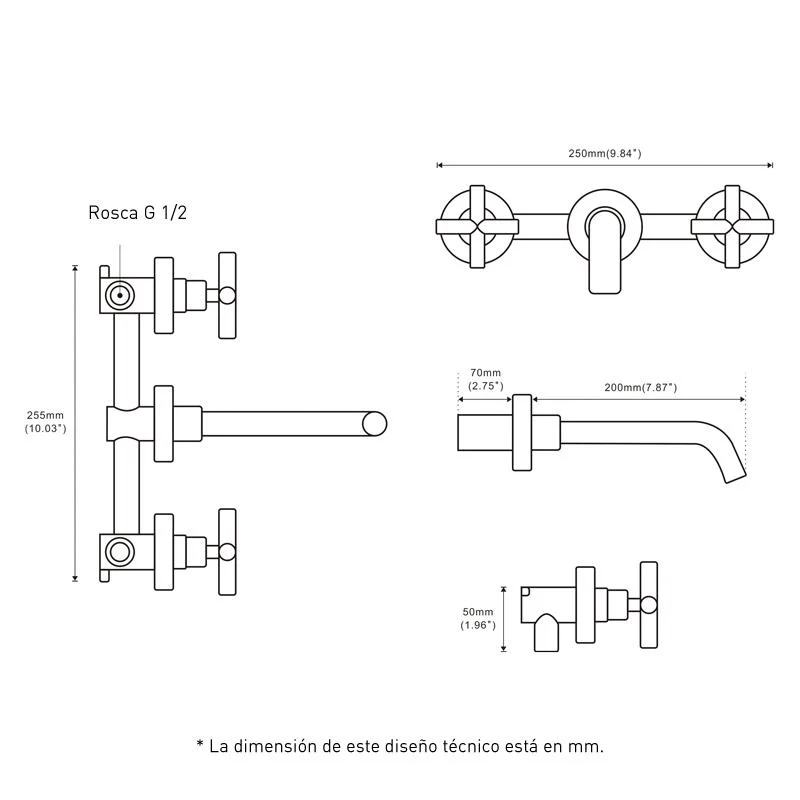 Grifo bimando lavabo empotrado CARBINI cromado