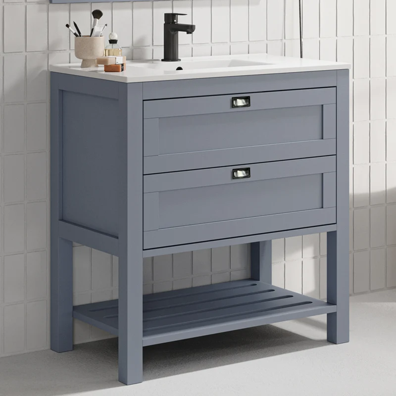 Meuble de salle de bain 80cm simple vasque - pin massif - 2 tiroirs - PYLA