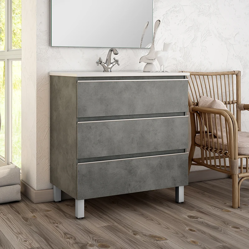 Meuble de salle de bain 70cm simple vasque - 3 tiroirs - PALMA