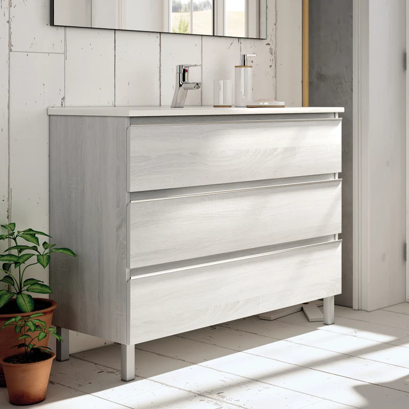 Meuble de salle de bain 70cm simple vasque - 3 tiroirs - PALMA