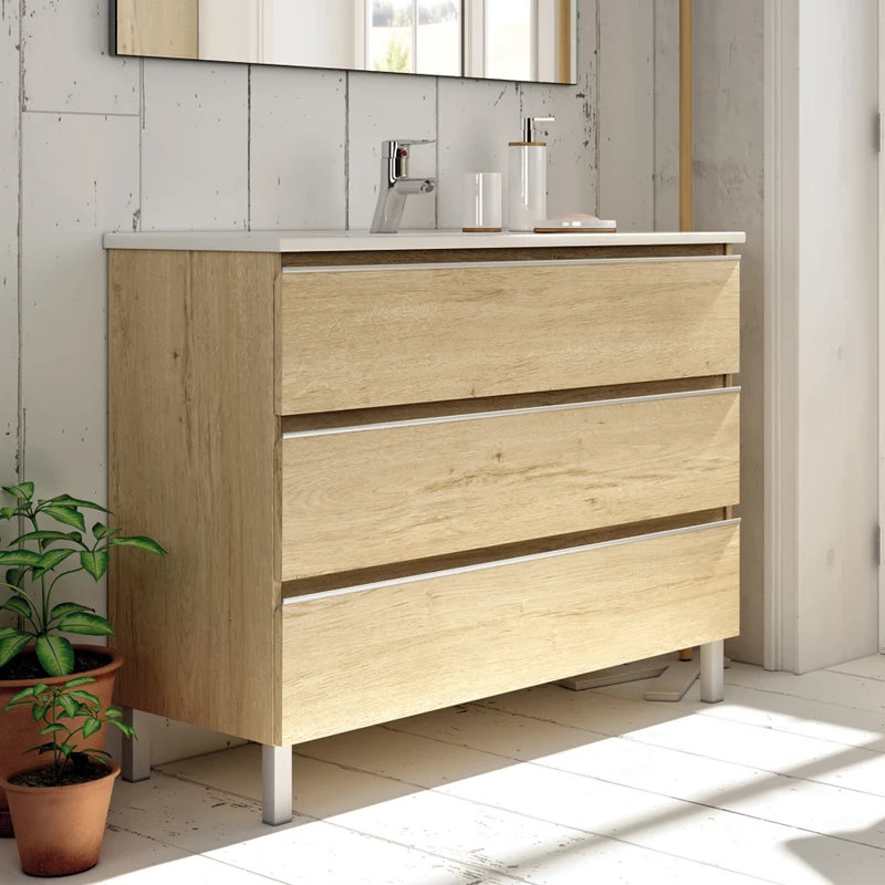 Meuble de salle de bain 70cm simple vasque - 3 tiroirs - PALMA
