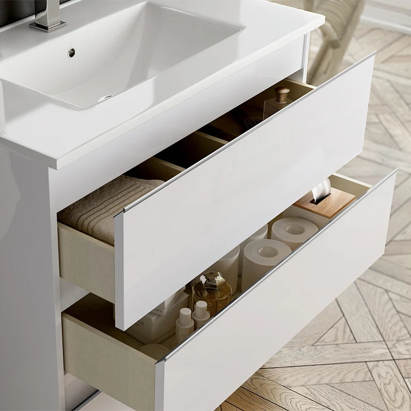 Meuble de salle de bain 70cm simple vasque - 3 tiroirs - PALMA
