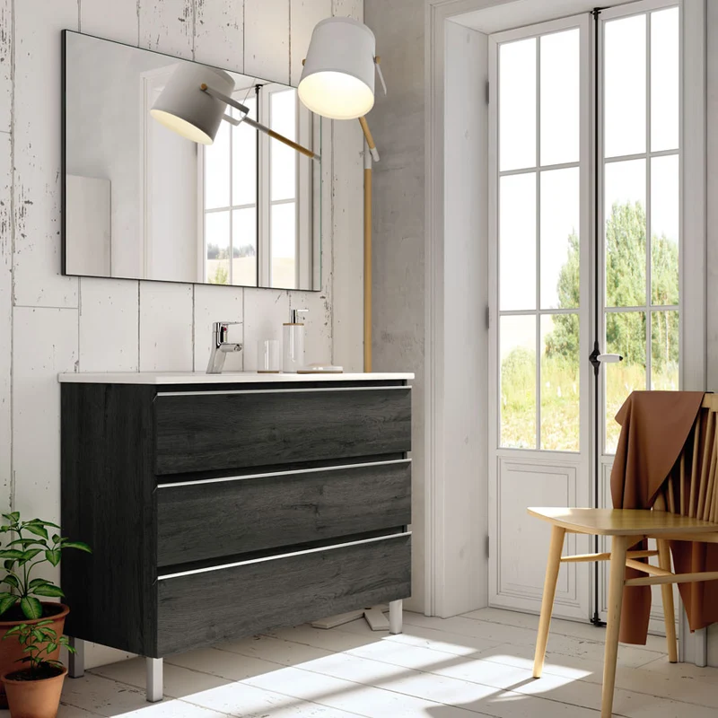 Meuble de salle de bain 70cm simple vasque - 3 tiroirs - PALMA