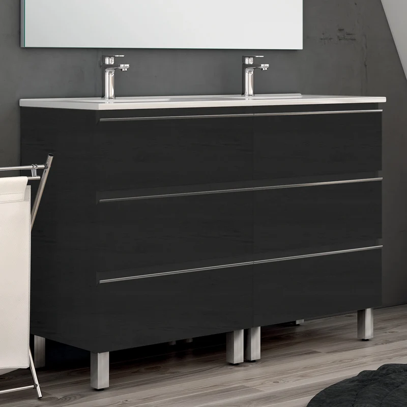 Meuble de salle de bain 140cm double vasque - 6 tiroirs - PALMA
