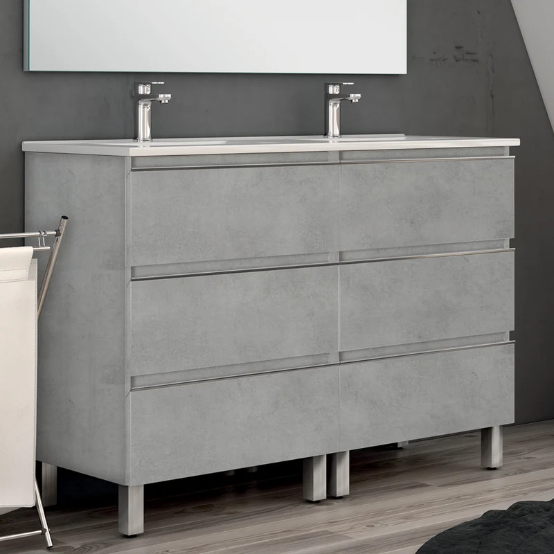 Meuble de salle de bain 140cm double vasque - 6 tiroirs - PALMA