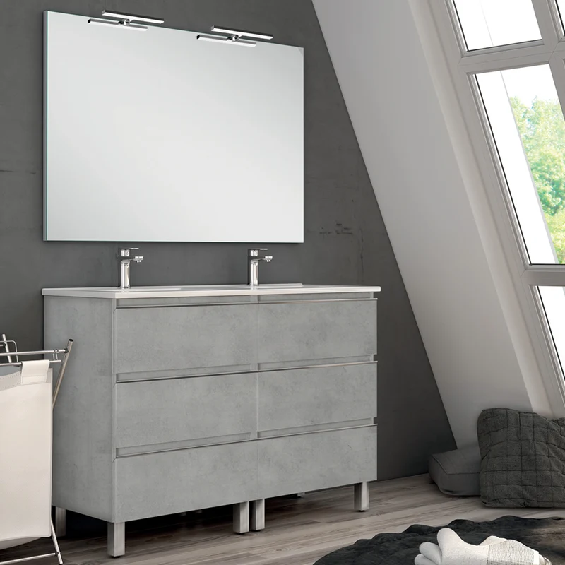 Meuble de salle de bain 140cm double vasque - 6 tiroirs - PALMA