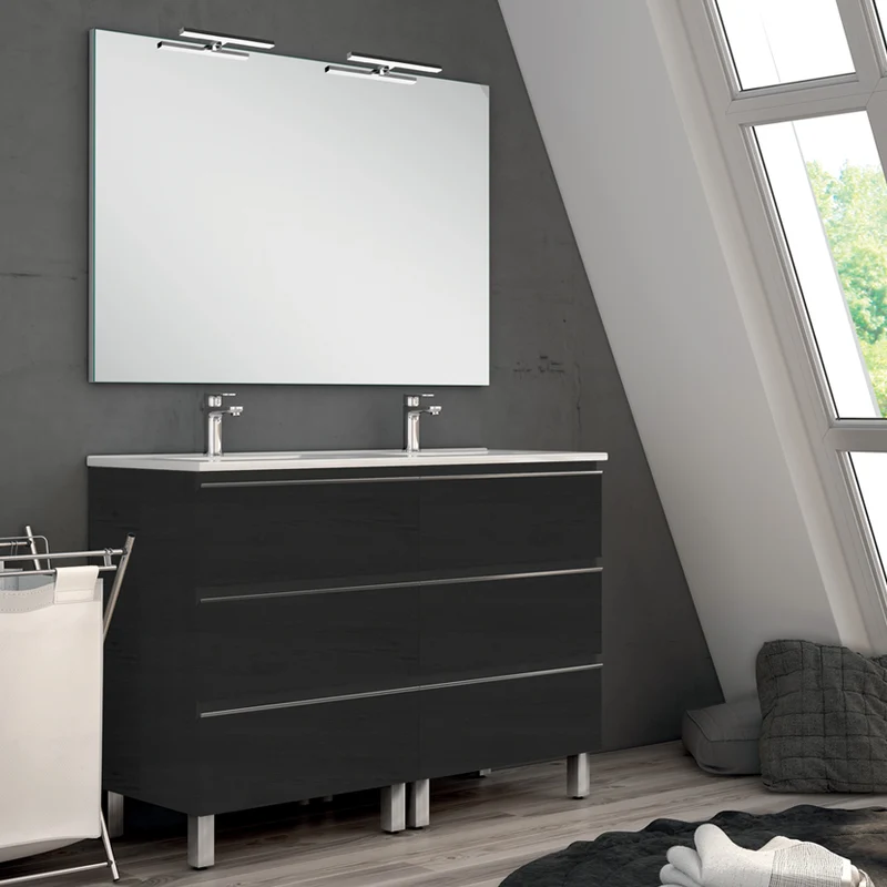 Meuble de salle de bain 140cm double vasque - 6 tiroirs - PALMA