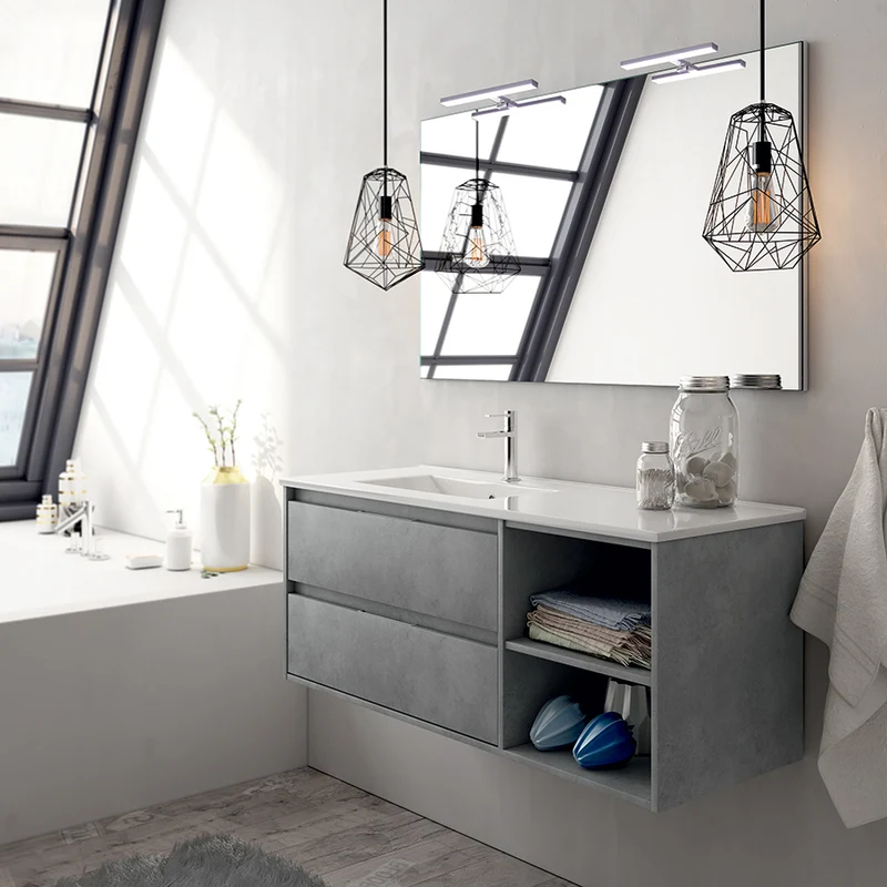Ensemble meuble de salle de bain 120cm vasque déportée + colonne de rangement - OLYMPE