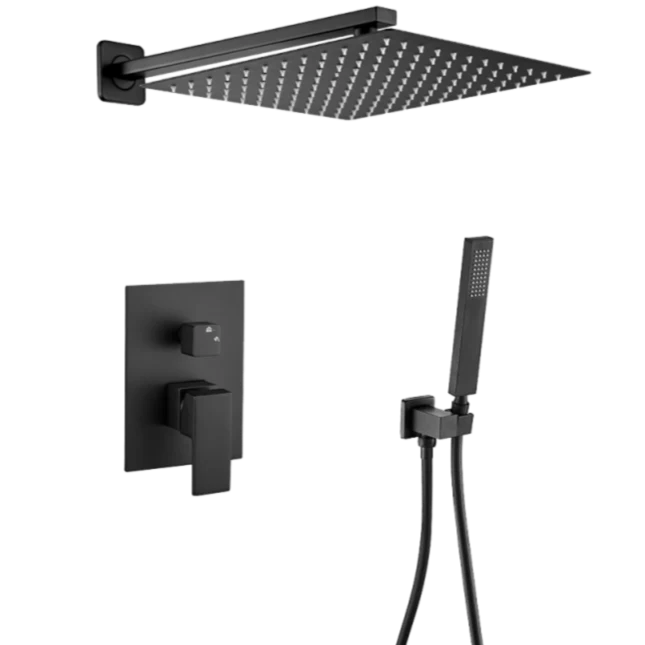 Conjunto de ducha empotrada monomando a pared TILSO negro mate