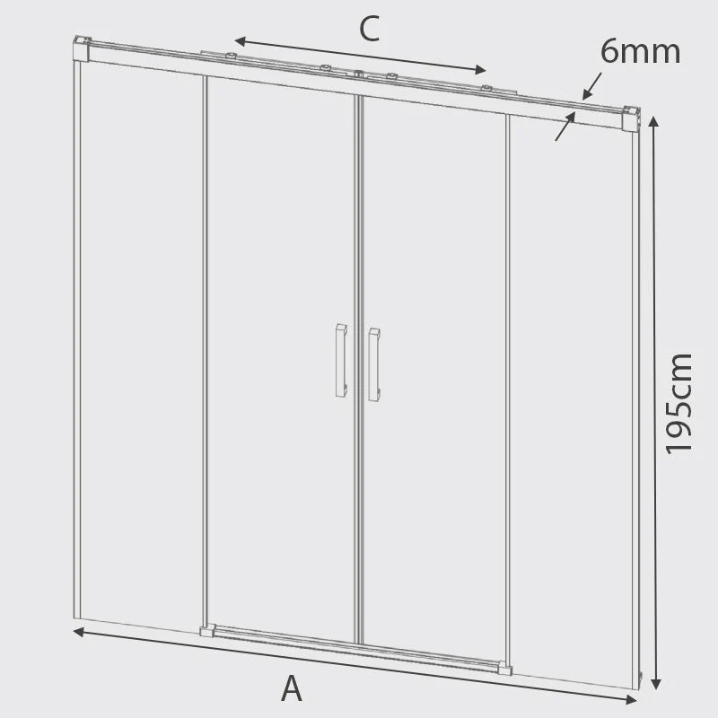 Mampara de ducha frontal 2 Fijos + 2 Puertas Correderas GLASÉ perfil Negro