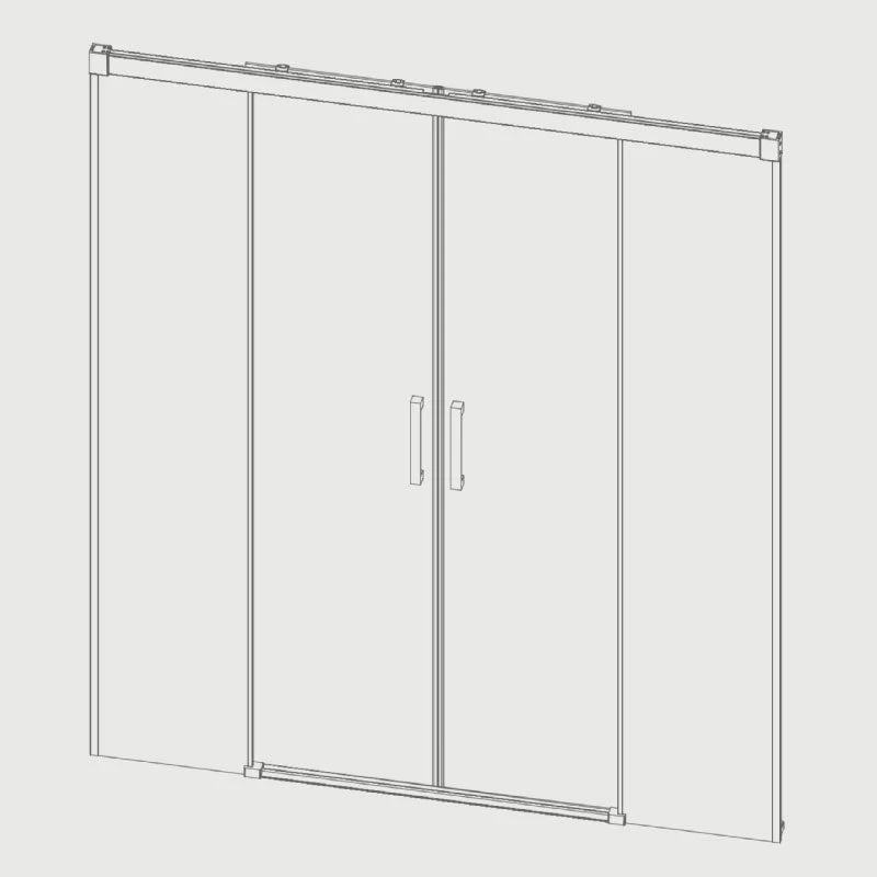 Mampara de ducha frontal 2 Fijos + 2 Puertas Correderas GLASÉ perfil Negro
