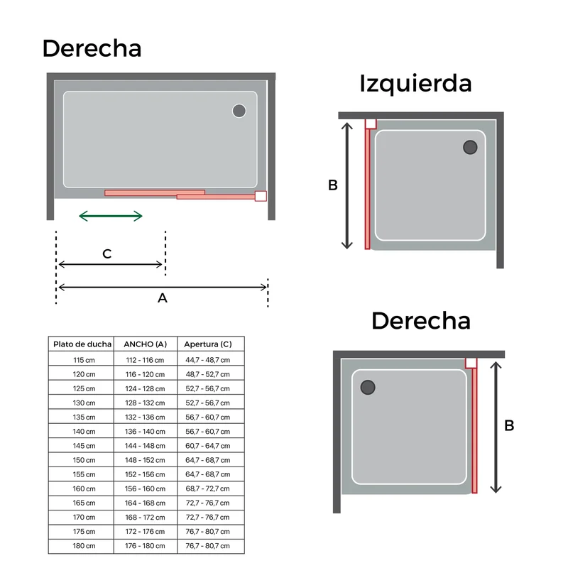 Mampara de ducha frontal 2 Fijos + 2 Puertas Correderas GLASÉ perfil Negro