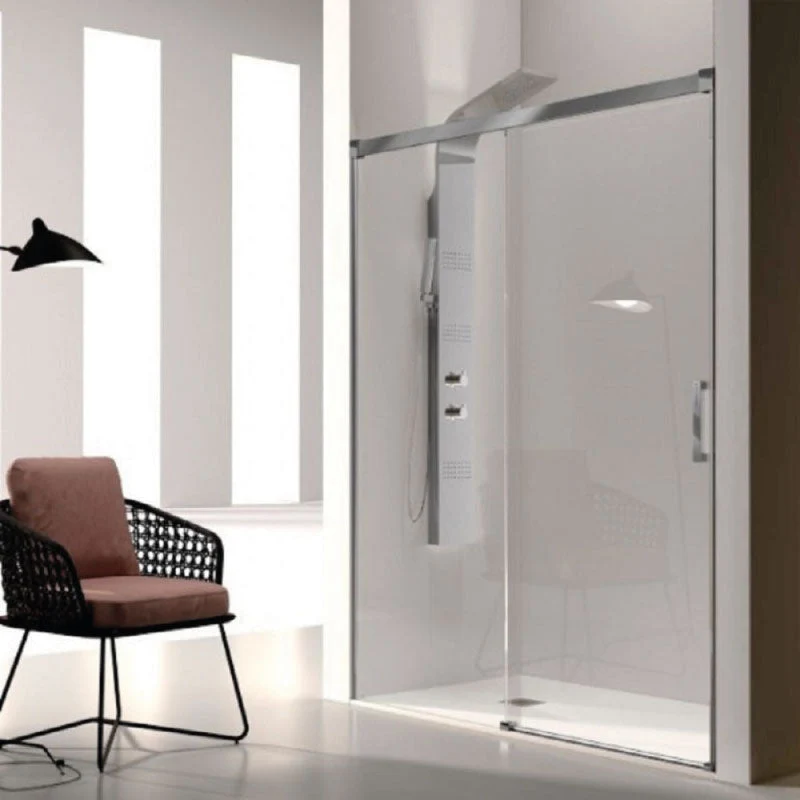 Mampara de ducha frontal + Puerta Corredera GLASÉ perfil Cromado