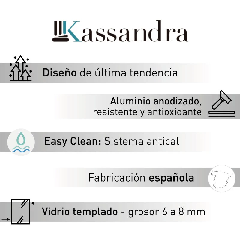 Mampara de ducha frontal + Puerta Corredera GLASÉ perfil Cromado