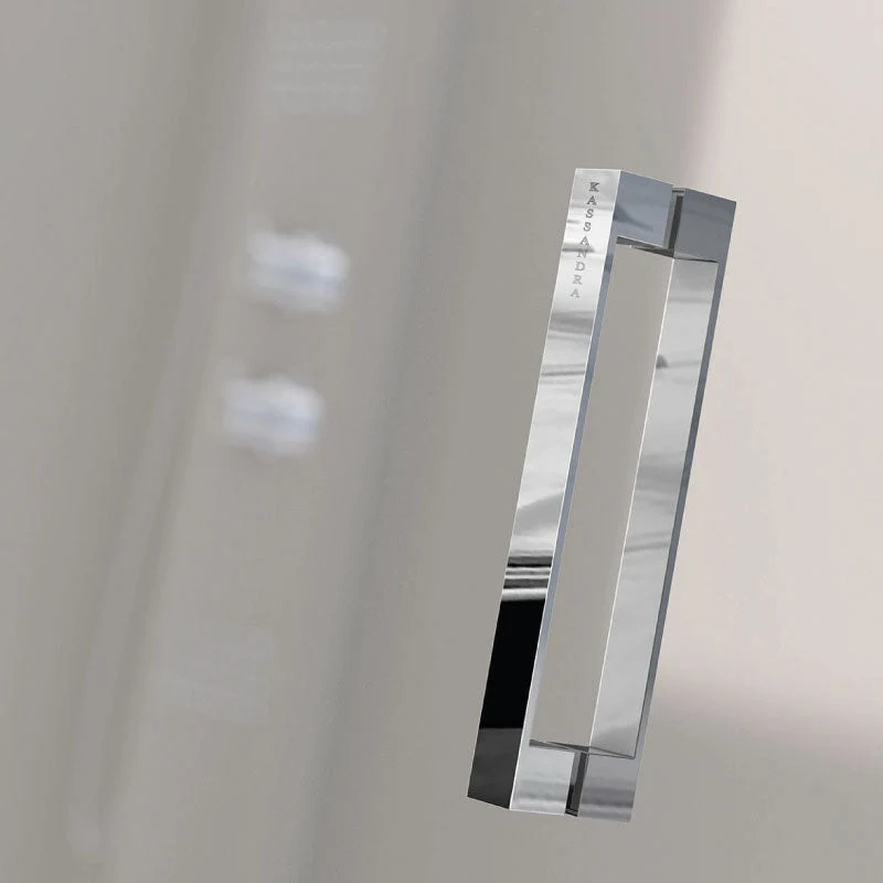 Mampara de ducha frontal + Puerta Corredera GLASÉ perfil Cromado con Cristal serigrafiado