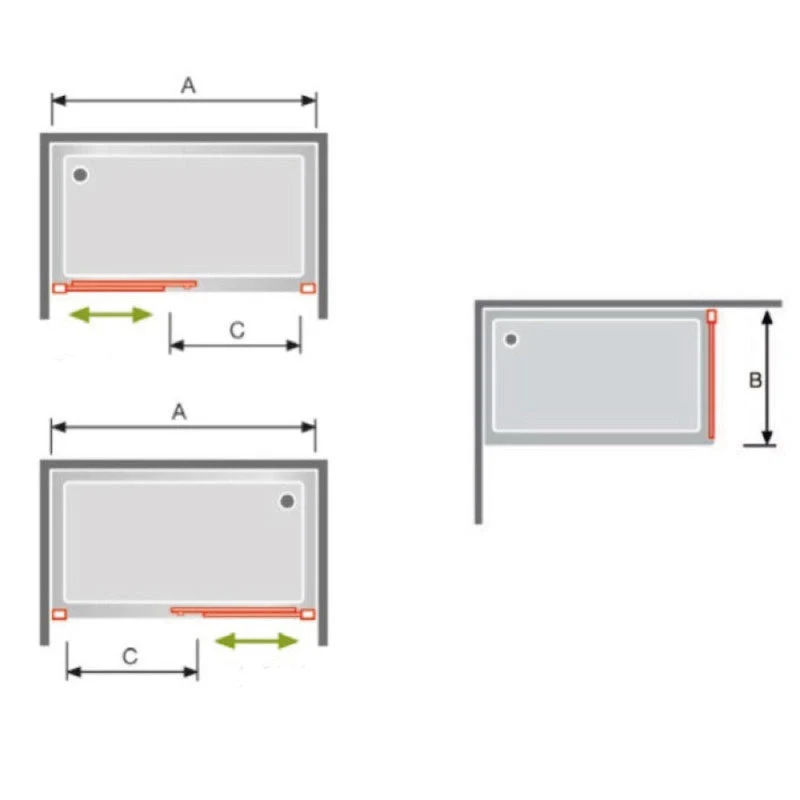 Mampara de ducha frontal + Puerta Corredera GLASÉ perfil Cromado con Cristal serigrafiado