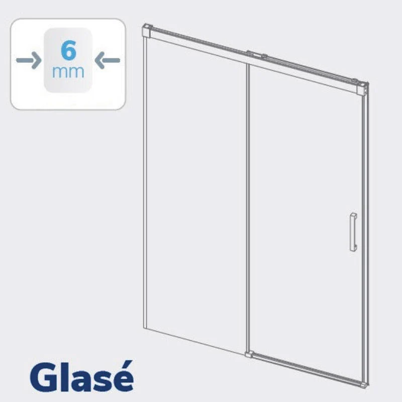 Mampara de ducha frontal + Puerta Corredera GLASÉ perfil Negro mate