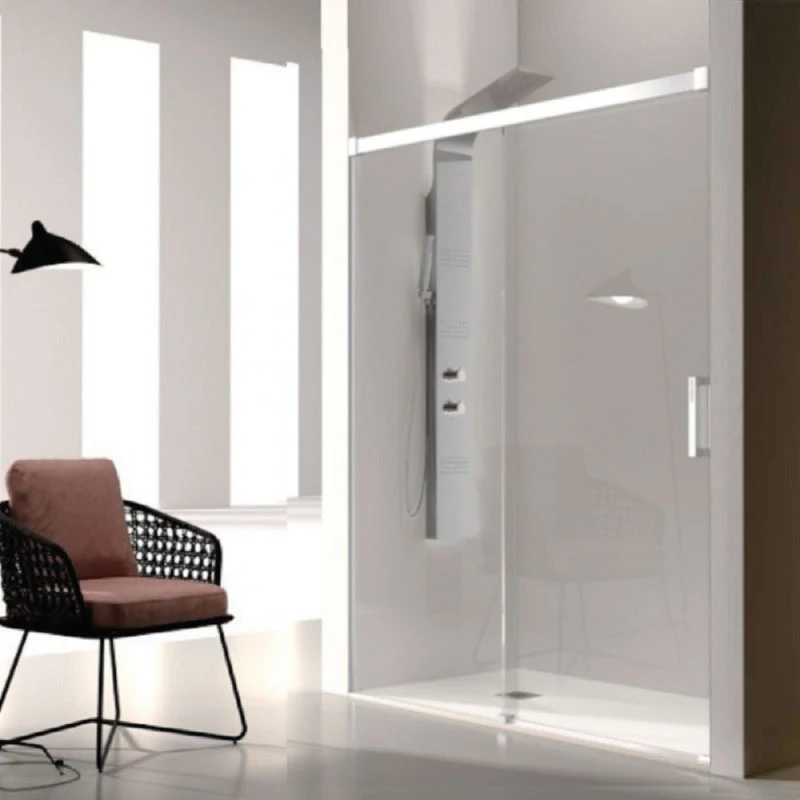 Mampara de ducha frontal + Puerta Corredera GLASÉ perfil Blanco