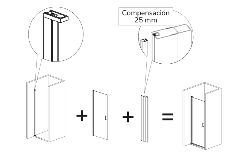 Puerta abatible de Ducha NARDI negro mate
