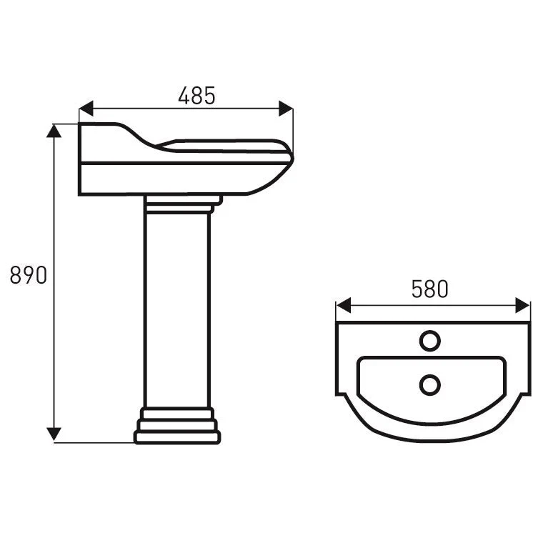 Lavabo de pedestal de cerámica retro ABERY de 58 cm