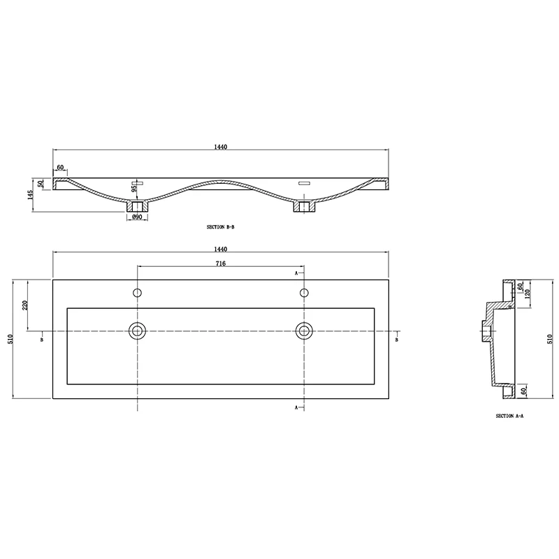 Mueble lavabo + lavabo 144cm MONTADO SIENA
