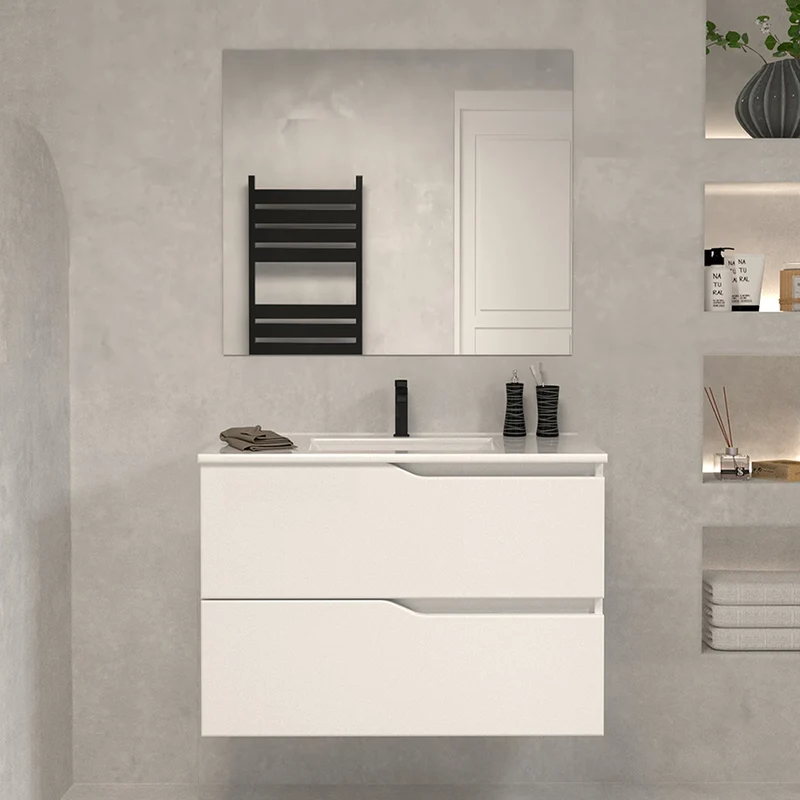 Meuble de salle de bain 60cm simple vasque - 2 tiroirs - LUNA