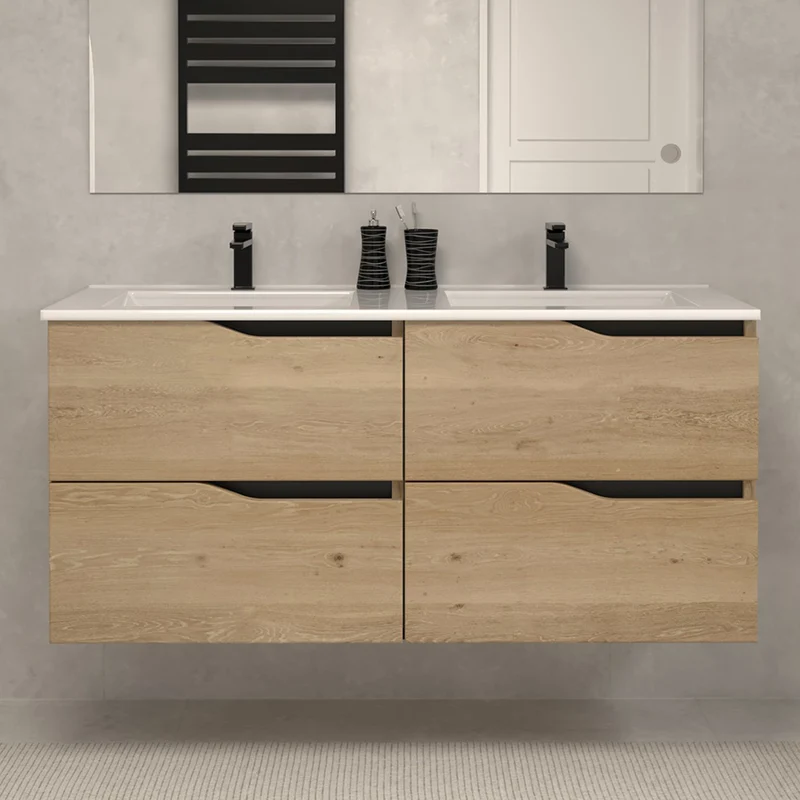 Meuble de salle de bain 120cm double vasque - 4 tiroirs - LUNA