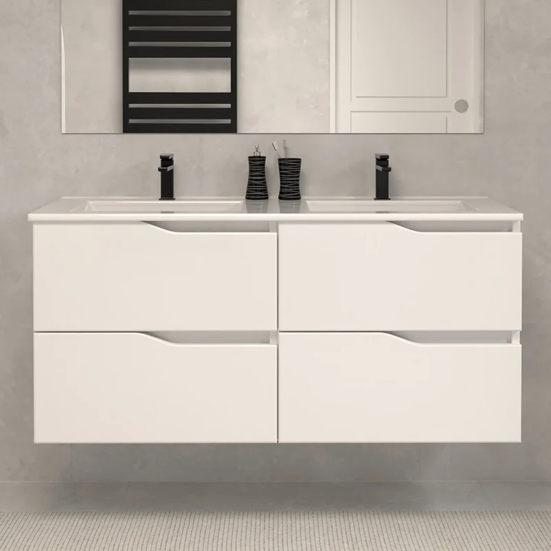 Meuble de salle de bain 120cm double vasque - 4 tiroirs - LUNA