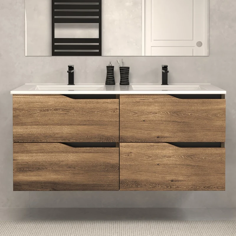Meuble de salle de bain 120cm double vasque - 4 tiroirs - LUNA