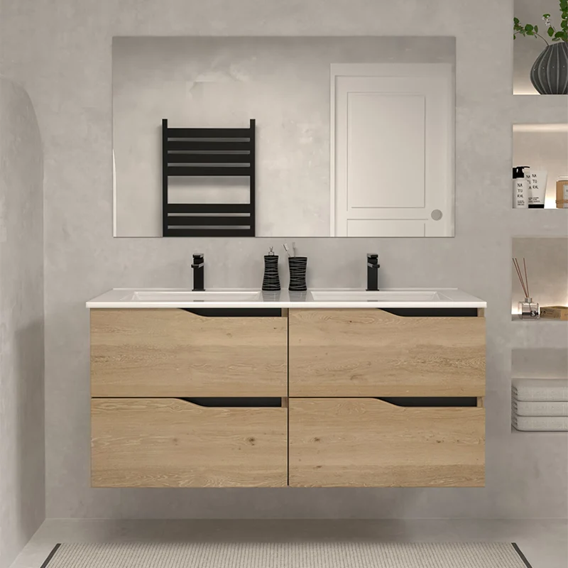 Meuble de salle de bain 120cm double vasque - 4 tiroirs - LUNA