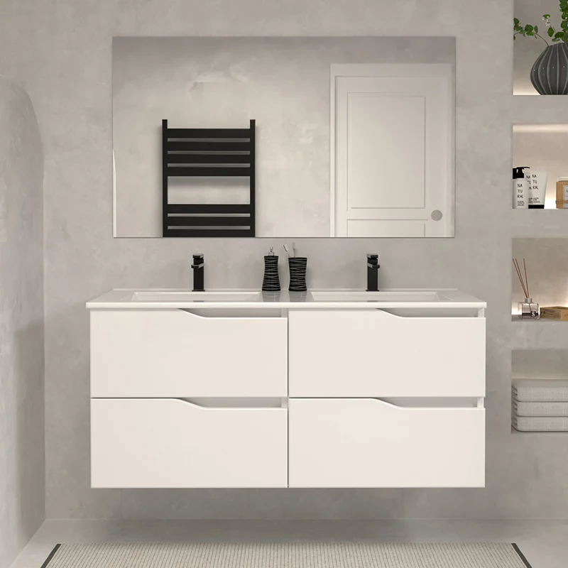 Meuble de salle de bain 120cm double vasque - 4 tiroirs - LUNA