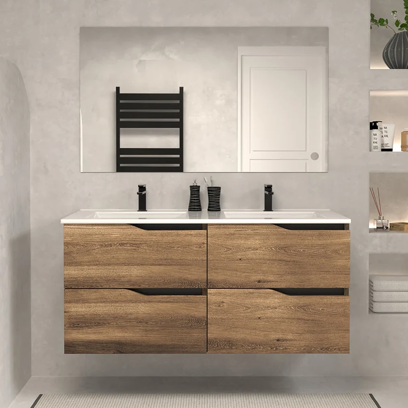 Meuble de salle de bain 120cm double vasque - 4 tiroirs - LUNA